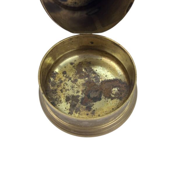 2 Vintage Brass Canister Jar Urn Humidor Etched Floral & Figural Design - Picture 3 of 11